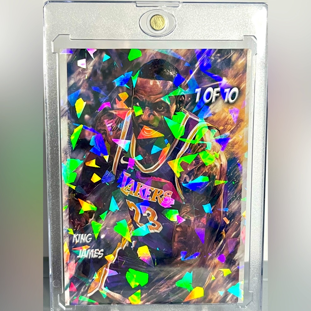 Rare Lebron James “King James” 1/10 Cracked Ice Holographic Lakers Custom Card